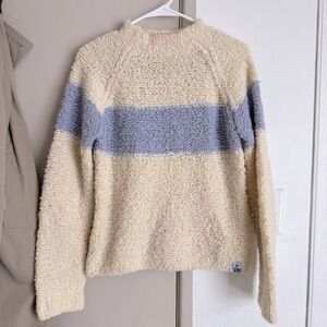 DKNY Cream Boucle Blue Stripe Pullover Sweater
